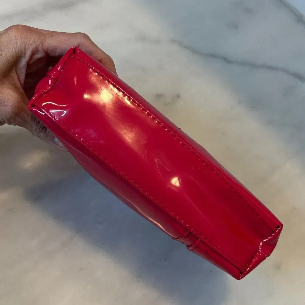 Yves Saint Laurent Purse Vibrant Red Patent Leather Clutch Cosmetic Bag NWT - Picture 9 of 15